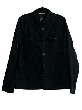 Vuori Ripstop Rise & Shine Shirt Jacket Organic Cotton Blend Black Mens Medium